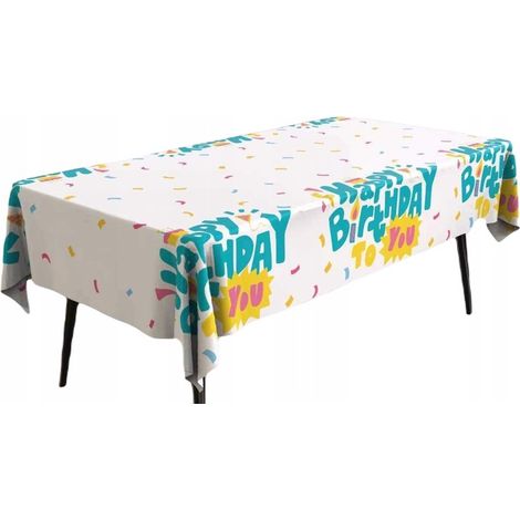 Tovaglia blu metallizzata "Buon compleanno" 137x183 cm