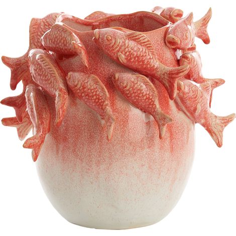 Light & Living FISH Vase Keramik Koralle+Creme – 29x28,5x27 cm