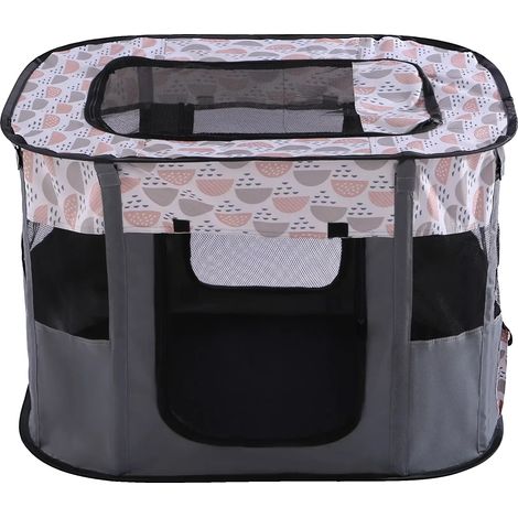 Recinto per animali domestici, design pieghevole, per uso interno ed esterno, grigio, 90x70x60cm-e (1/2)
