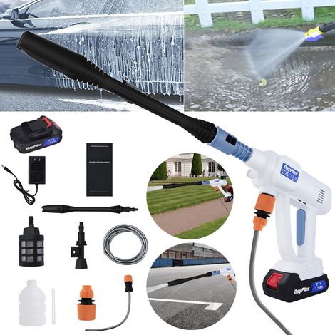 Cordless Power Washer Gun 21V Electric Portable Pressure Cleaner Battery & Charger for Home Travel Garden Yard with 5M/25CM Hose Portable Jet Wash (1/5)