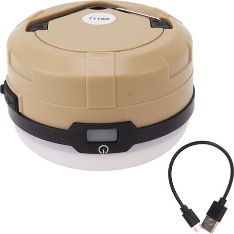 Ortviai Lampe de camping LED portable et rechargeable – F08 (2600 mAh, 3 modes lumière, étanche IPX4, kaki) (1/5)