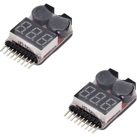 2PCS RC Lipo batterie moniteur alarme testeur Checker basse tension alarme buzzer avec indicateur LED pour 1-8 S Lipo LiFe LiMn batterie Li-ion (1/4)