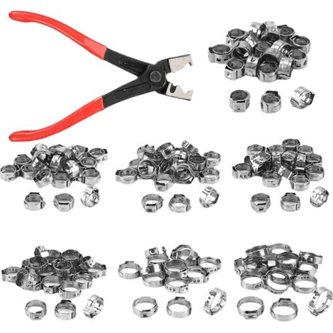 130 Pièces Collier de serrage, Acier inoxydable 304, Pince à collier, Joint étanche 360°, Pour tuyauterie automobile (1/5)