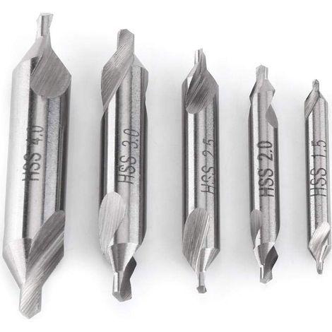 piezas Brocas de centrado/Taladro de centrado/Taladro de centrado 60° Hss Brocas de centrado Avellanador de perforación 1,5/2/2,5/3/4mm (1/5)