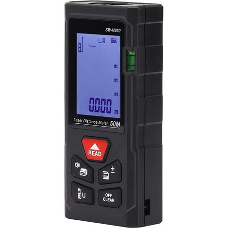 Handliches Infrarot-Laser-Entfernungsmessgerät mit hoher Genauigkeit für Bauzwecke SW‐MS50 (50 m Messbereich) (1/5)