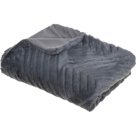 Plaid Imitation Fourrure "Geo" 120x160cm Gris (1/2)
