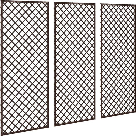 Lot de 3 Treillis de Jardin en Osier tissé - Panneau Rectangulaire pour Plantes grimpantes pour Légumes, Fleurs, Vignes, 43 x 2 x 112 cm, Effet Bois Naturel
