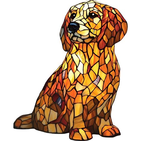 Lampe De Nuit Chien Labrador - Abat-jour En Résine Avec Vitraux Colorés - Alimentation Us Et Eu - Pour Chambre Ou Salon - 1 Pièce
