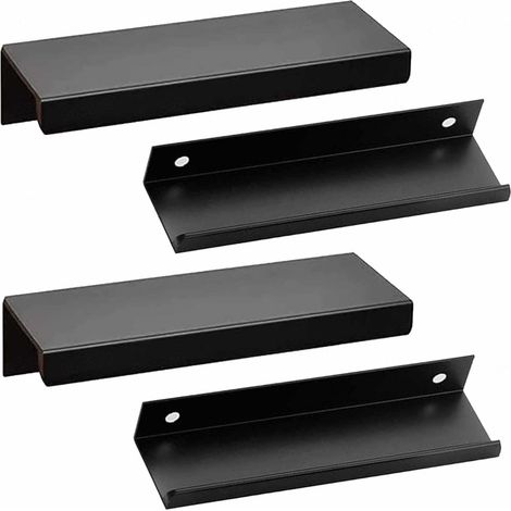 Poignées de meuble invisibles, noires, en alliage d'aluminium (1/5)