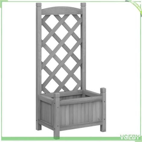 Jardinière avec treillis - FAFEICY - 365483 - Bois massif sapin - Gris - 40x30x90 cm (1/5)