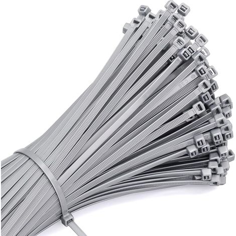 Collier De Serrage Plastique Gris, 300 x 4,8 mm Serre Cable Plastique Attache Cable Nylon Zip Ties (Gris) (1/5)