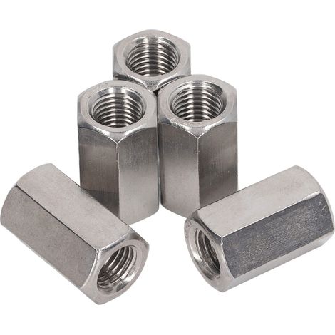 Jeu de 5 écrous de raccordement hexagonaux, connecteurs en acier inoxydable 304, fixations industrielles M16x2 24 L40 mm (1/5)