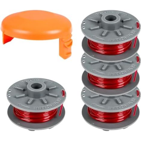 Bobine de fil pour débroussailleuse Gardena 5364-20, 1,6 mm x 6,1 m pour débroussailleuse Gardena Turbo SmallCut 2401 avec couvercle de bobine pour 05328-20 (4 bobines + 1 capuchon) (1/5)