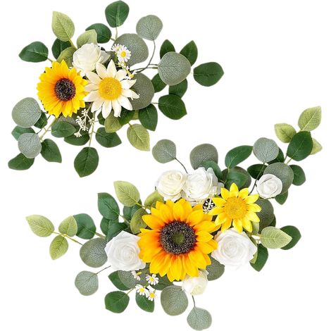 [Sonnenblume] Künstliche Eckblume für Willkommensschild, hochwertiger Hochzeitsbogen, frischer Sonnenblumenstrauß, Hintergrunddekoration für Willkommensschild bei der Hochzeitsfeier. (1/2)