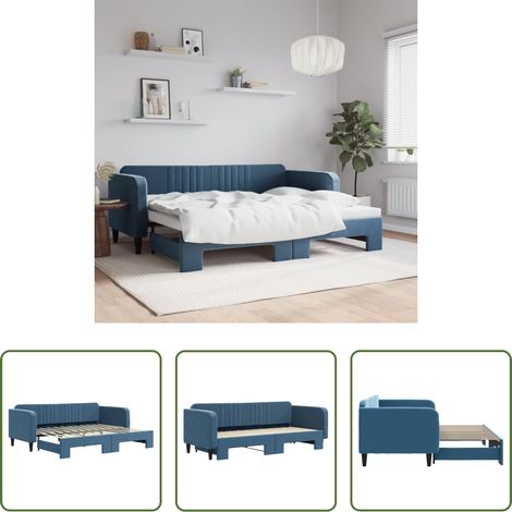 vidaXL Sofa-Bett - Tagesbett Ausziehbar Blau 90x200 cm Samt (1/5)