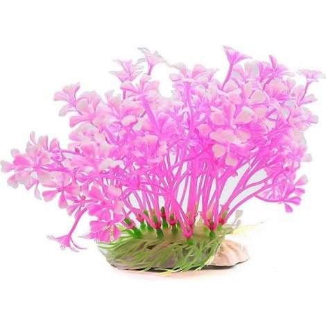Décoration d'aquarium, fausses plantes aquatiques, plantes roses, plantes artificielles, gazon artificiel, décoration rose (1/5)