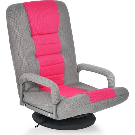 Silla de suelo plegable con reposabrazos 61 cm-87 cm x 55 cm x 75 cm respaldo regulable en 6 posiciones diseño ergonómico tela rosa 200012105 (1/2)