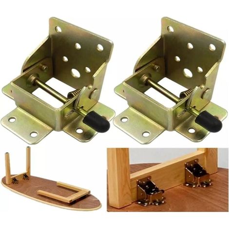 (1 paire) Rallonge de pied de table pliable à verrouillage automatique à 90 degrés, support d'étagère télescopique pliable dissimulé pour charnières (1/4)