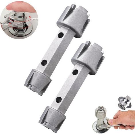 Déboucheur de baignoire (ensemble de 2 pièces) Double face, en forme d'haltère Extracteur de bonde robuste en aluminium Clé de vidange pour bondes de baignoire 15 (1/5)
