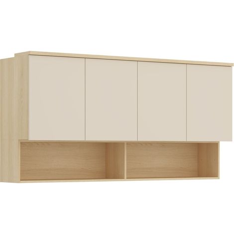 Armario de pared Nolcala 105, Roble + Beige, 85x168cm, Número de puertas: 043cm, Aglomerado laminado
