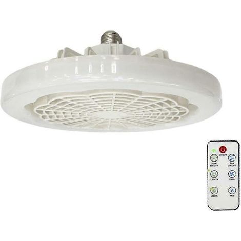 Ventilateur de plafond E27 avec éclairage et télécommande, idéal pour la chambre à coucher. (1/5)