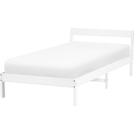 Bed Frame White Pine Wood EU Single Size 3ft Headboard Minimalist MADONE (1/5)