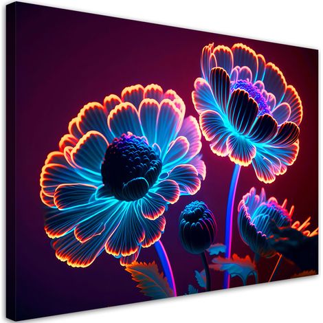 Tableau sur toile Tableau sur toile Bourgeons de fleurs néon 60x40 (1/5)