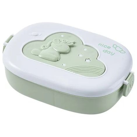 Lonchera Bento para niños, compartimentos para niños, lonchera para niños, escuela, camping, picnic, contenedor de comida portátil (verde) (1/5)