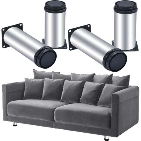 4 pcs Pieds de Meubles Pieds de Table Pieds de Bureau En Acier Inoxydable Réglable Ronde Meubles Pied Meubles Socle Cabinet Canapé Plinthe Chrome Diamètre 50 mm (Hauteur 120mm)