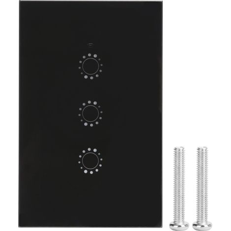 Interrupteur LED Intelligent WiFi 3 Voies - Écran Tactile en Verre, Contrôle par Application et Télécommande - Noir (2031002)