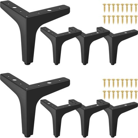 8 Pièces Pieds de Meuble, 10 cm Pieds de Meubles Réglables, Pieds de Support en Fixation en Métal pour Meubles/Table/Chaise/Bureau/Cuisine/Armoire/Canapé (1/5)