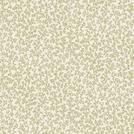 Coral Sage Green Botanical Wallpaper Floral Leaf Vine Cream Background Roll (1/4)
