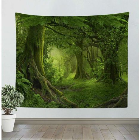 Tapisserie tenture murale psychédélique arbre forêt tapis tissu feuille murale décoration murale maison salon (1/5)