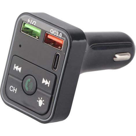 Émetteur sans fil pour voiture, adaptateur mains libres, appels et musique, double port USB (1 Type C), 7 lumières colorées, accessoire voiture DC12-24V pour véhicule (1/5)