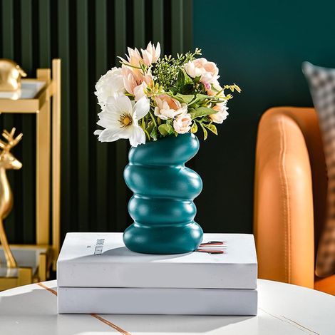 Spiralförmige Kunststoffvase, moderne, unregelmäßige Blumenvase im nordischen Stil, elegante dekorative Spirale für den Innenbereich, Zuhause, Küche, Esszimmer, Wohnzimmer, Dekoration B (1/5)