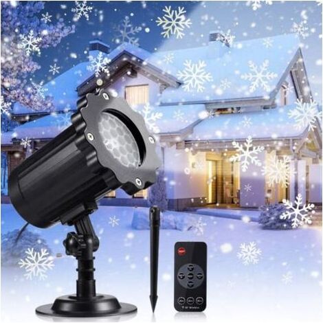 Projecteur LED Projecteur de flocon de neige de Noël pour intérieur et extérieur Lampe de projection LED Effet de neige avec télécommande sans fil et fonction de synchronisation IP65 étanche [classe é (1/4)