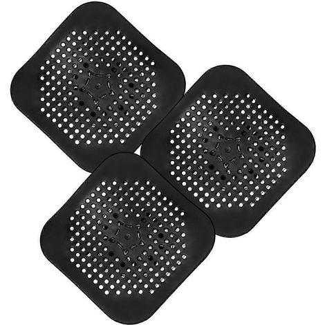 Lot de 3 plaques isolantes en silicone pour bonde de lavabo, 14 x 14 cm, pliables, avec protection anti-brûlure et poignée intégrée.-black (1/5)