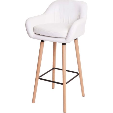Serie Malmoe sgabello T381 legno massiccio ecopelle bianco