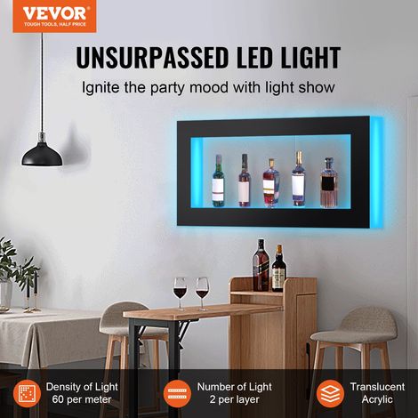 Présentoir à Bouteilles Lumineux Éclairé par LED, Étagère à Vins 121 cm, Présentoir à Boisson Commercial, 7 Couleurs Statiques, ave… (1/5)