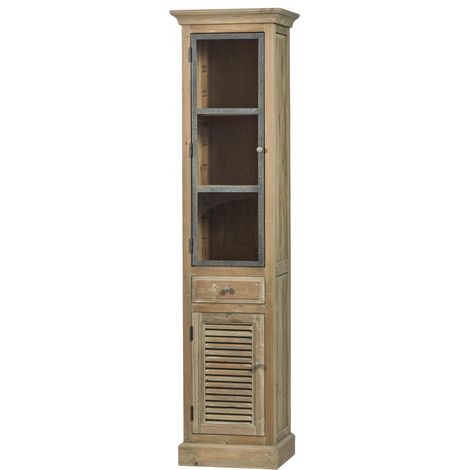 Colonne de salle de bain en bois avec porte vitrée gauche - HANOÏ (1/4)