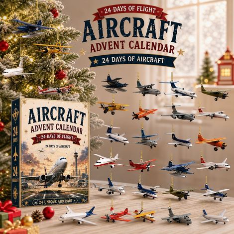 Adventskalender-Überraschungsbox für 2026 – Acryl-Ornament in Form eines Weihnachtsflugzeugs – Weihnachtliche Überraschungsbox (1/5)