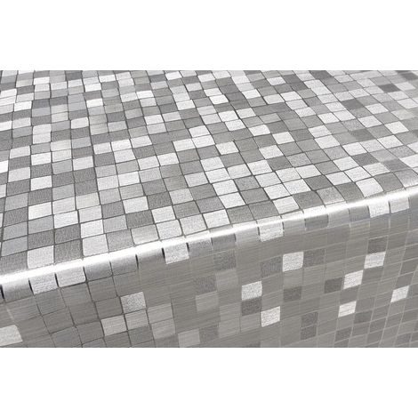 Tovaglia Cucina Antimacchia Metallizzata Lucida Plastificata Copritavolo Quadretti Grigi - 140x50 Cm (1/4)