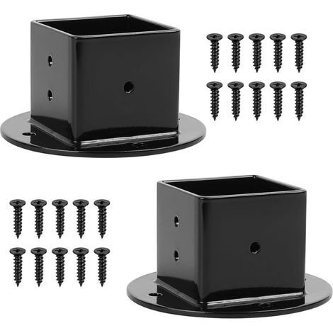 2 Pcs Support Poteau Bois, Support de Poteau de Clôture, Support Poteau à Visser Carré 50x50 mm, Support de Fixation Ancrage pour Poteau Bois, Manchon de Sol pour Clôture (1/4)