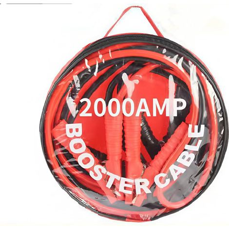 Câble démarrage batterie auto cuivre pur 10mm² 3m 2000A pour moteur ≤3,0L, sac rangement inclus (1/5)