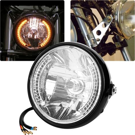 Universeller 7-Zoll-Motorradscheinwerfer mit Blinkern, Fernlicht und Montagehalterung – Abblendlicht und Blinker für Motorräder, Frontprojektor (1/5)