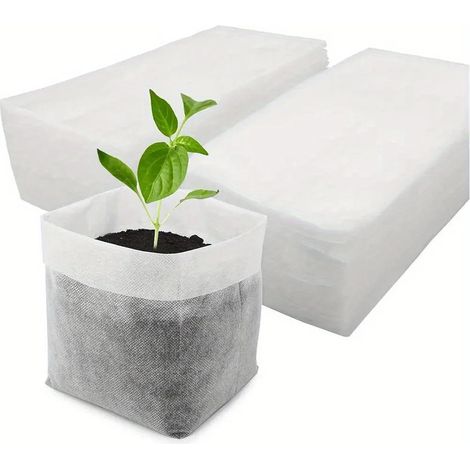 (100 pièces) 100 sacs de pépinière biodégradables, sacs de culture non tissés pour semis, pochettes en tissu pour plantes, fournitures de jardinage. (1/4)