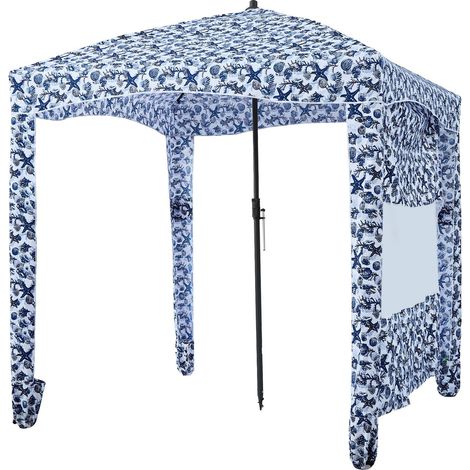 Cabane de plage, 1,83 x 1,83 m, avec parois latérales, protection UPF 50+, facile à monter, avec poches à sable, grand abri portable pour l'extérieur, parasol et protection solaire pour toute la famil (1/5)
