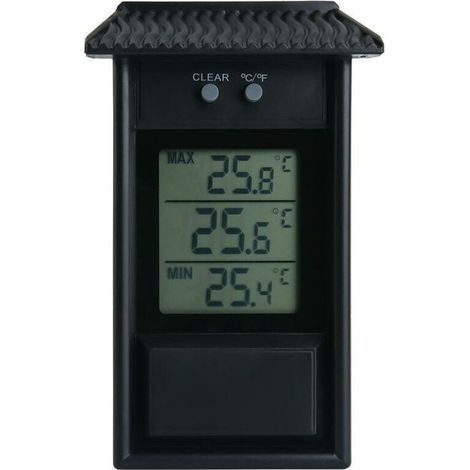 Elektronisches Außenthermometer, wasserdichtes elektronisches Thermo-Hygrometer, Kühlschrankthermometer, Größe, Temperaturanzeige, Speicherfunktion, 13,2 x 8 x 3 cm, Schwarz, 1 Stück (1/5)