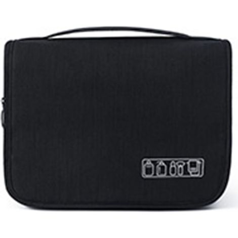 Sac de voyage noir avec crochet, séparation humide-sec, grande capacité, pochette de rangement suspendue pour articles de toilette (1/5)