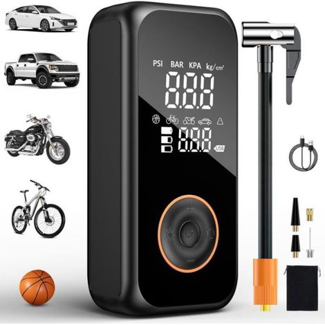 Compresseur À Air Portatif - 150 PSI - Écran LCD Numérique - Batterie 6000 mAh - Pour Voiture Vélo Moto Ballon - 1 Pièce (1/4)